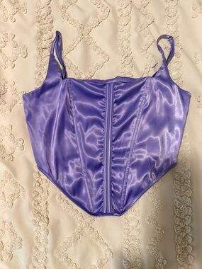 Micas Satin Lavender Corset Crop Top